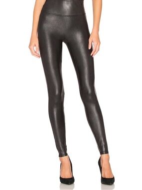 SPANX Black Faux-Leather High-Waist Leggings